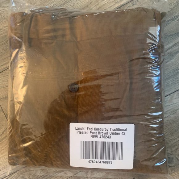 NWT LANDS' END CORDUROY TRADITIONAL PLEATED PANTS BROWN UMBER 42 - Picture 6 of 8